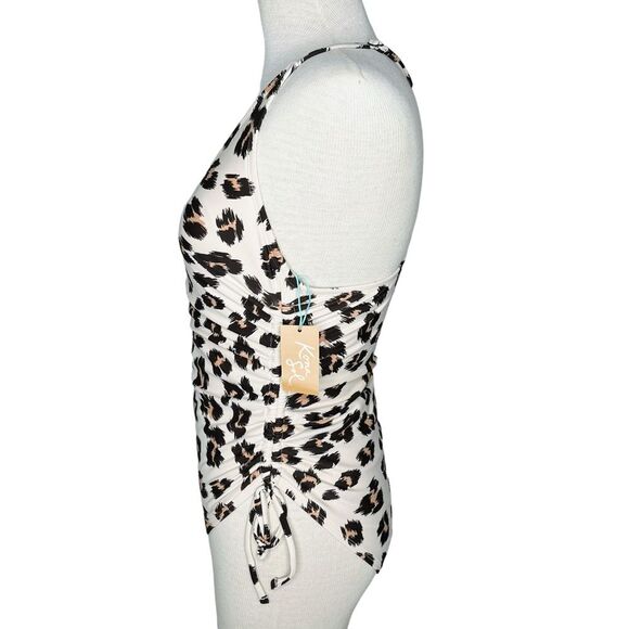 NWT Kona Sol One Piece Swimsuit sz S * Cheetah Animal Print Ruched Sides - Picture 4 of 6